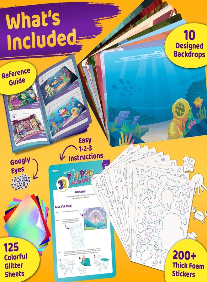 stargo Foil Creative Art Kit for Kids, Fun Craft Set with Triple-Layer 3D Stickers & Foil Sheets - Creative Arts & Crafts for Birthday Party, Girls, Boys DIY Activity, Travel Toys, Gifts for Ages 4 5 6 7 8 9 - Image 3